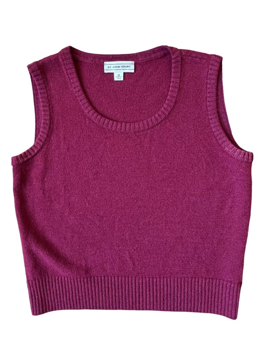 St. John Knit Sport Sleeveless Sweater Womens Medium Red Old Money Quiet Luxury